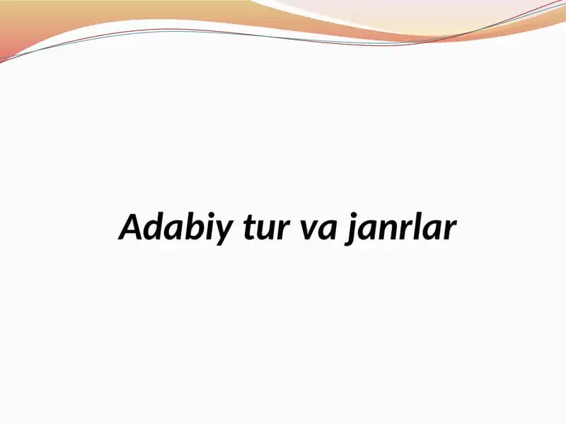 Adabiytur va janrlar