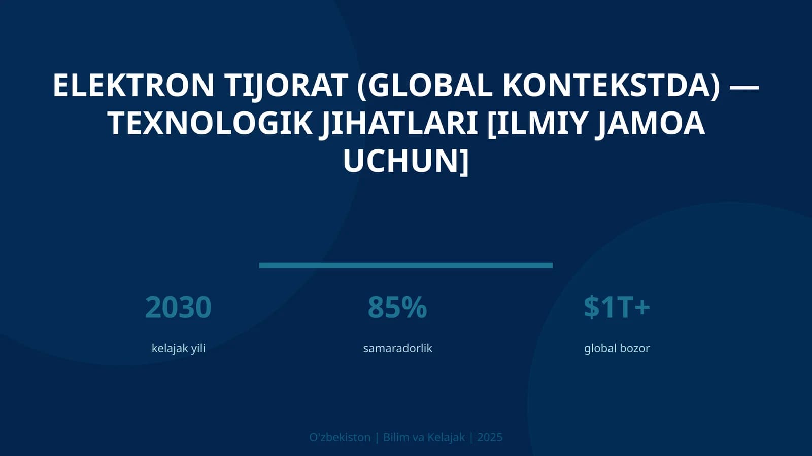 ELEKTRON TIJORAT (GLOBAL KONTEKSTDA) — TEXNOLOGIK JIHATLARI [ILMIY JAMOA UCHUN]