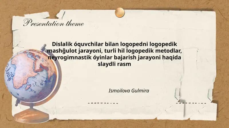 Dislalik óquvchilar bilan logopedik mashқulotlar