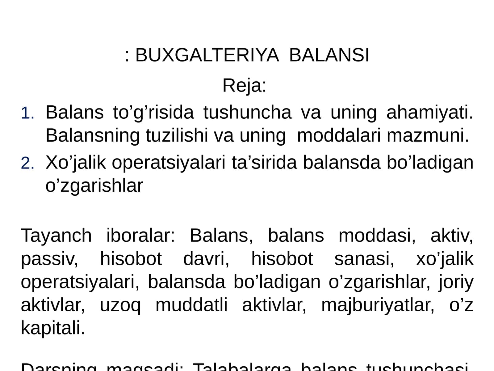 BUXGALTERIYA BALANSI