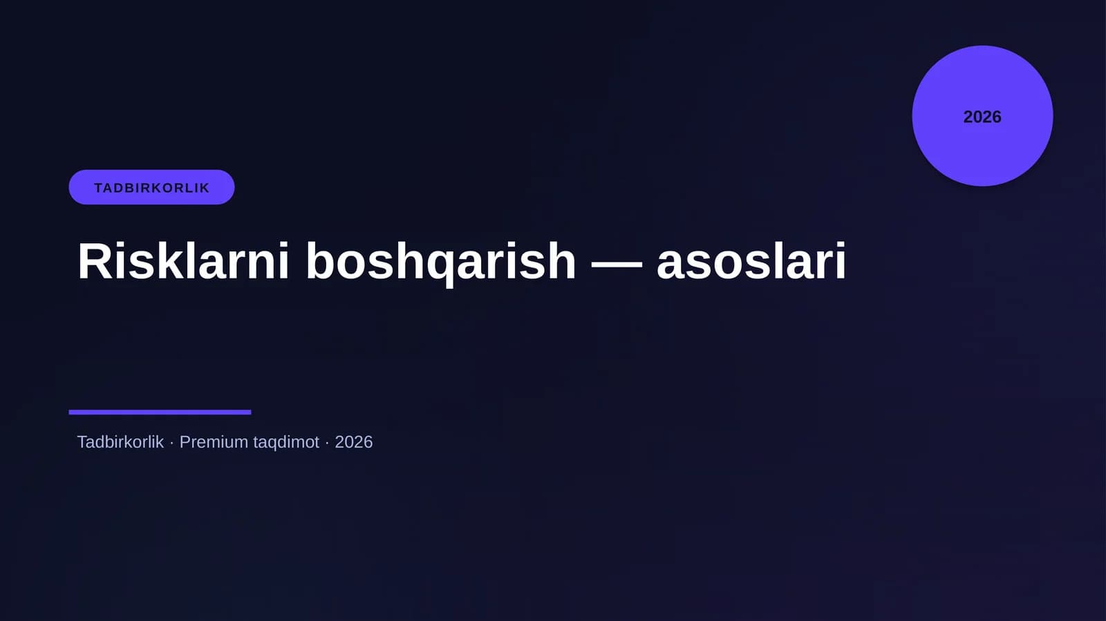 Risklarni boshqarish — asoslari