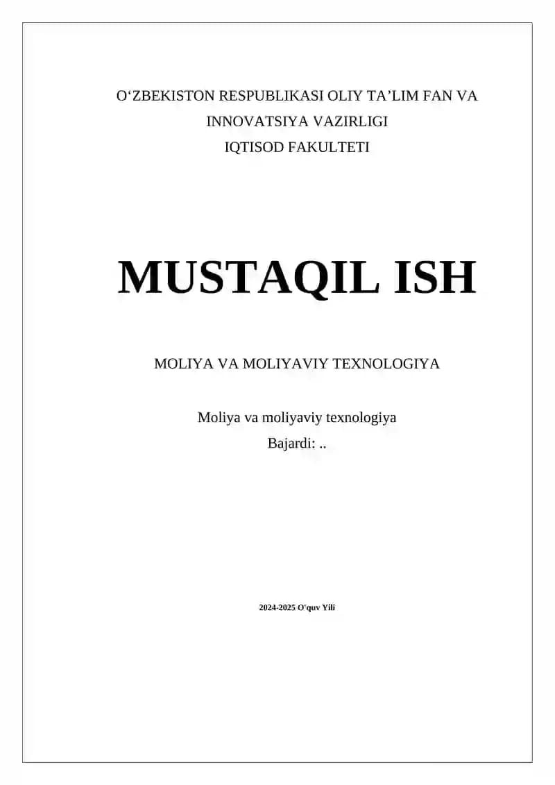 Moliya va moliyaviy texnologiya