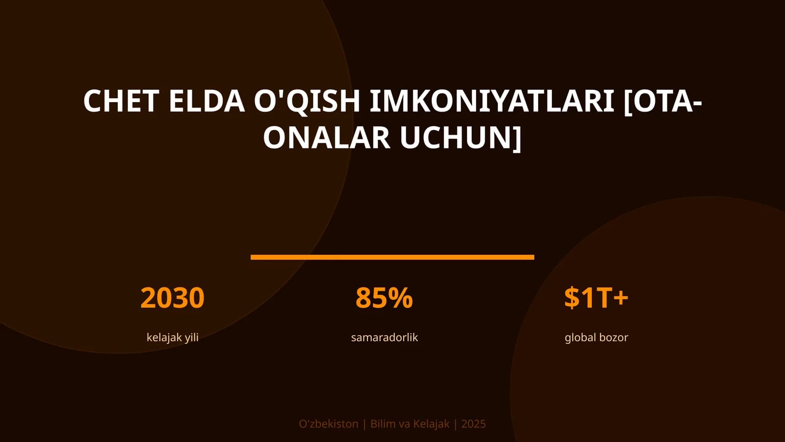CHET ELDA O'QISH IMKONIYATLARI [OTA-ONALAR UCHUN]