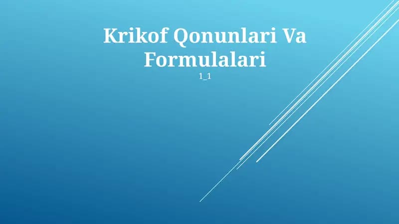 Krikof Qonunlari Va Formulalari