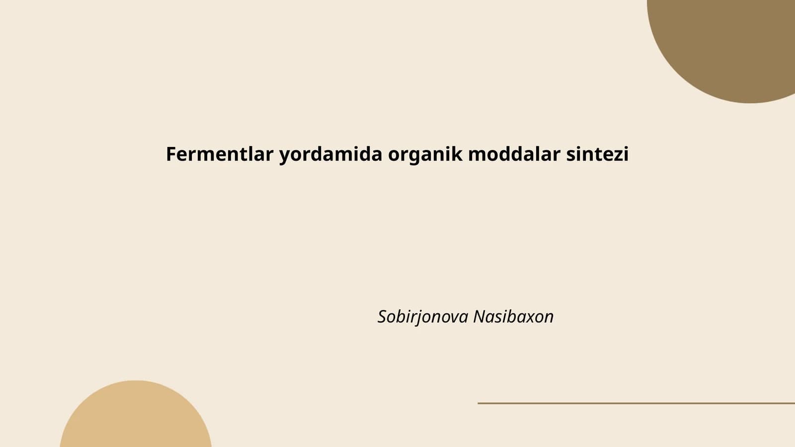 Organik Moddalar Sintezi