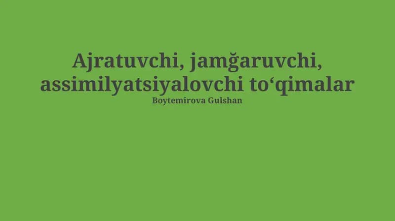 Ajratuvchi, jamğaruvchi, assimilyatsiyalovchi toʻqimalar