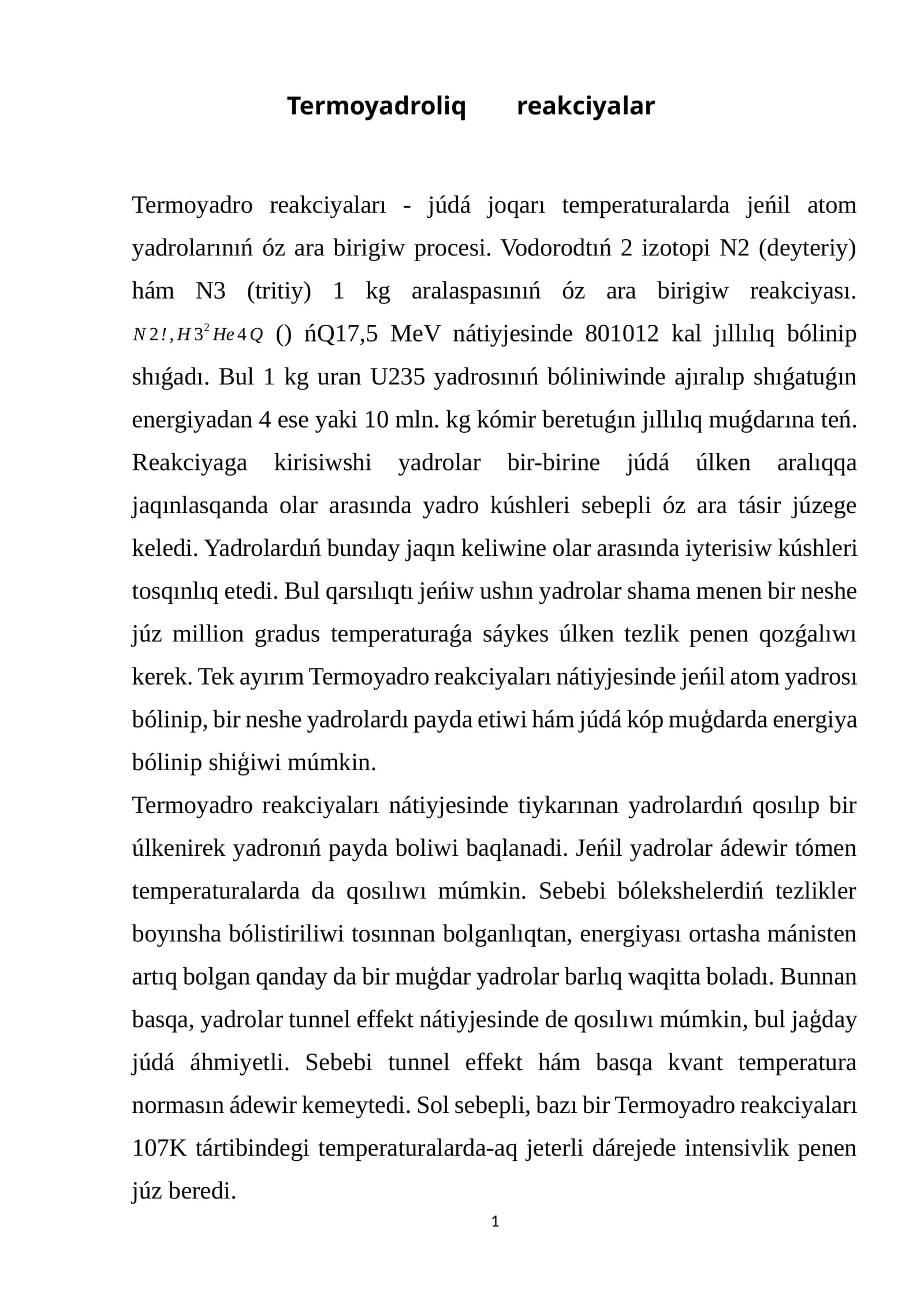 Termoyadroviy reakciyalar