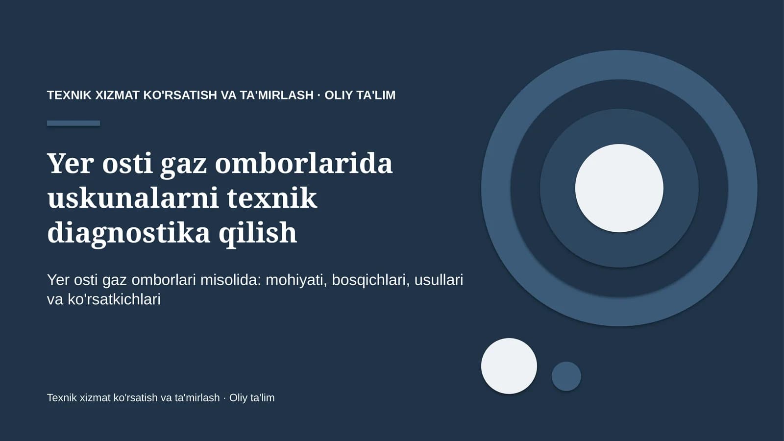 Yer osti gaz omborlarida uskunalarni texnik diagnostika qilish
