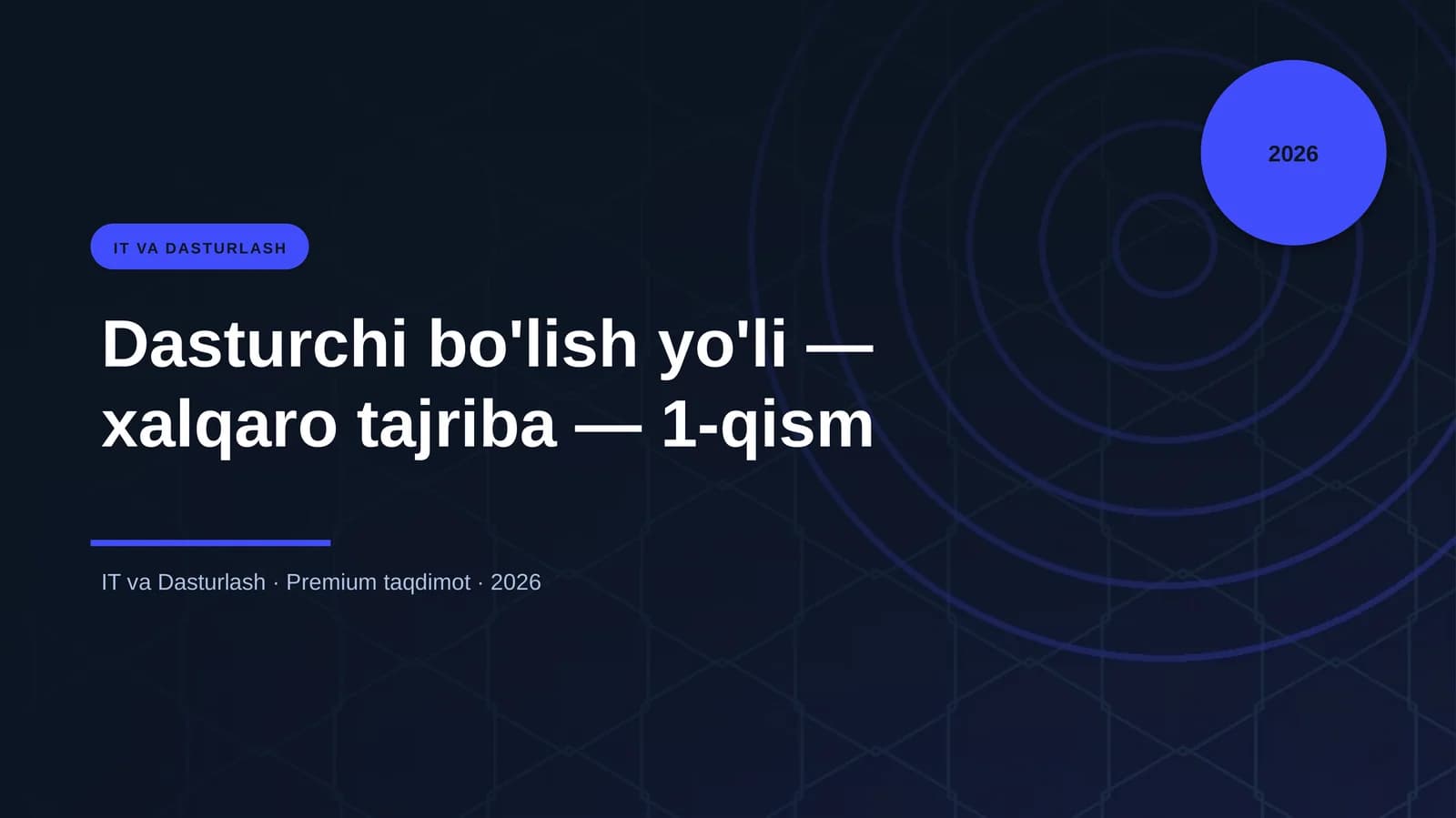 Dasturchi bo'lish yo'li — xalqaro tajriba — 1-qism