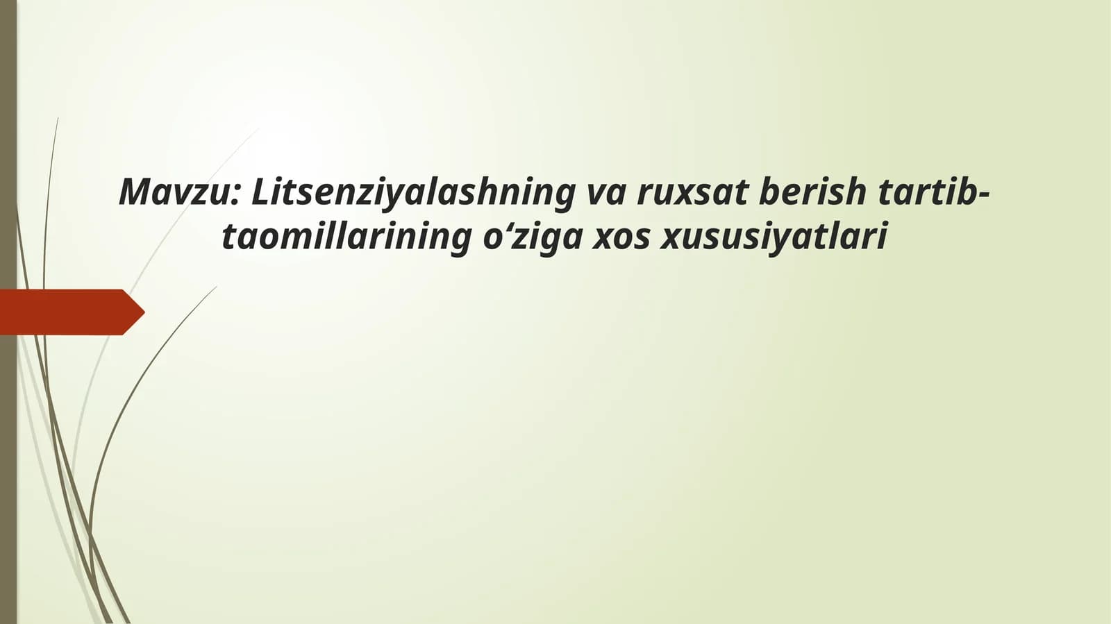 Litsenziyalashning va ruxsat berish tartib-taomillarining oʻziga xos xususiyatlari