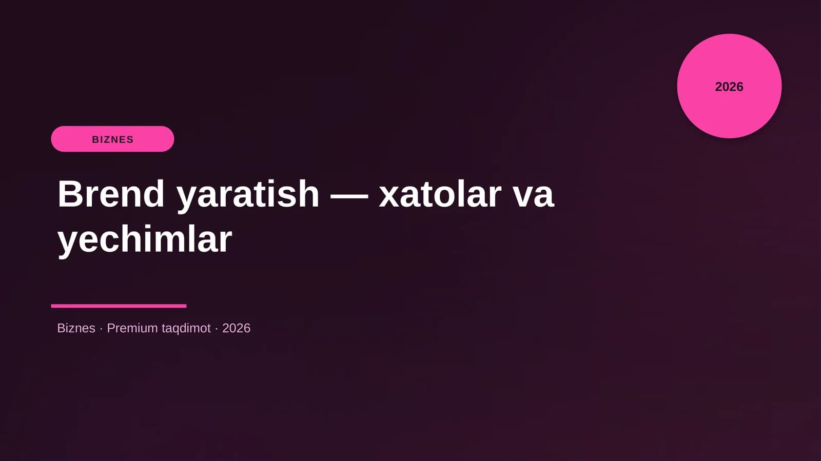 Brend yaratish — xatolar va yechimlar