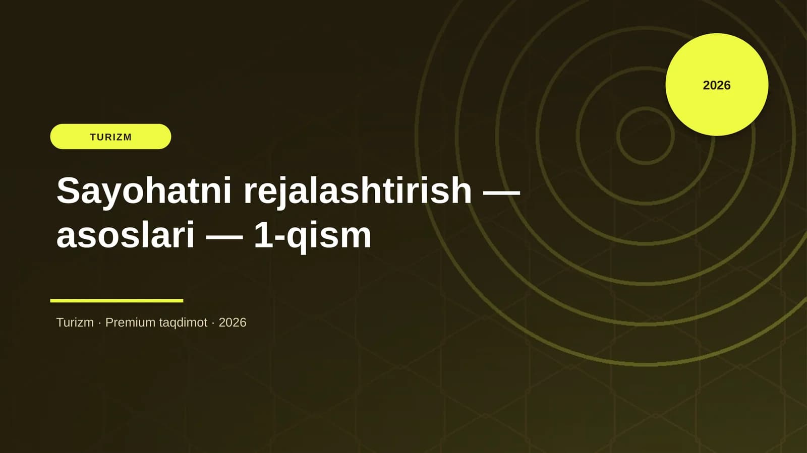 Sayohatni rejalashtirish — asoslari — 1-qism