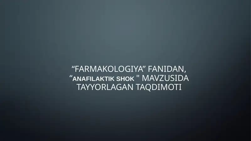 Anafilaktik shok