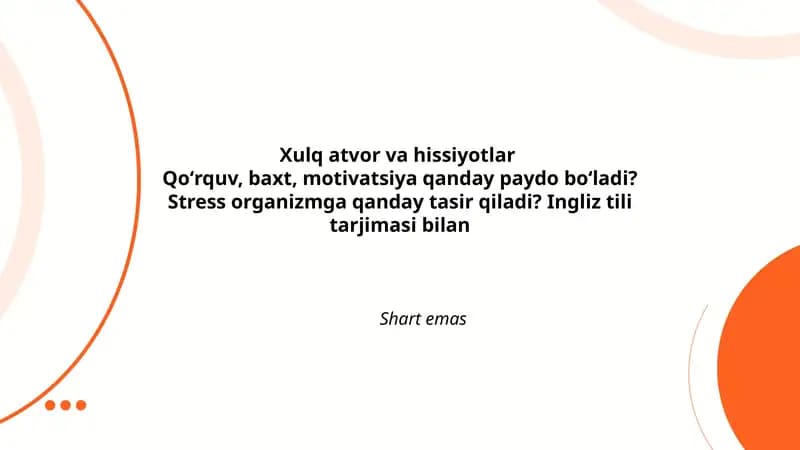 Xulq atvor va hissiyotlar