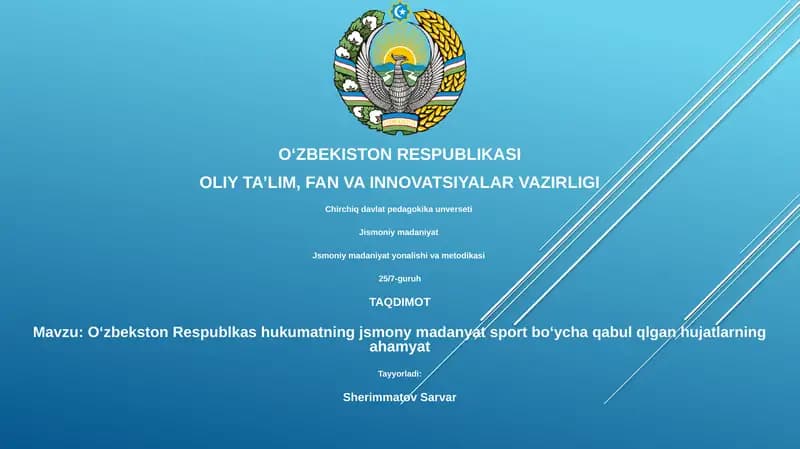 Jismoniy madaniyat yonalishi va metodikasi