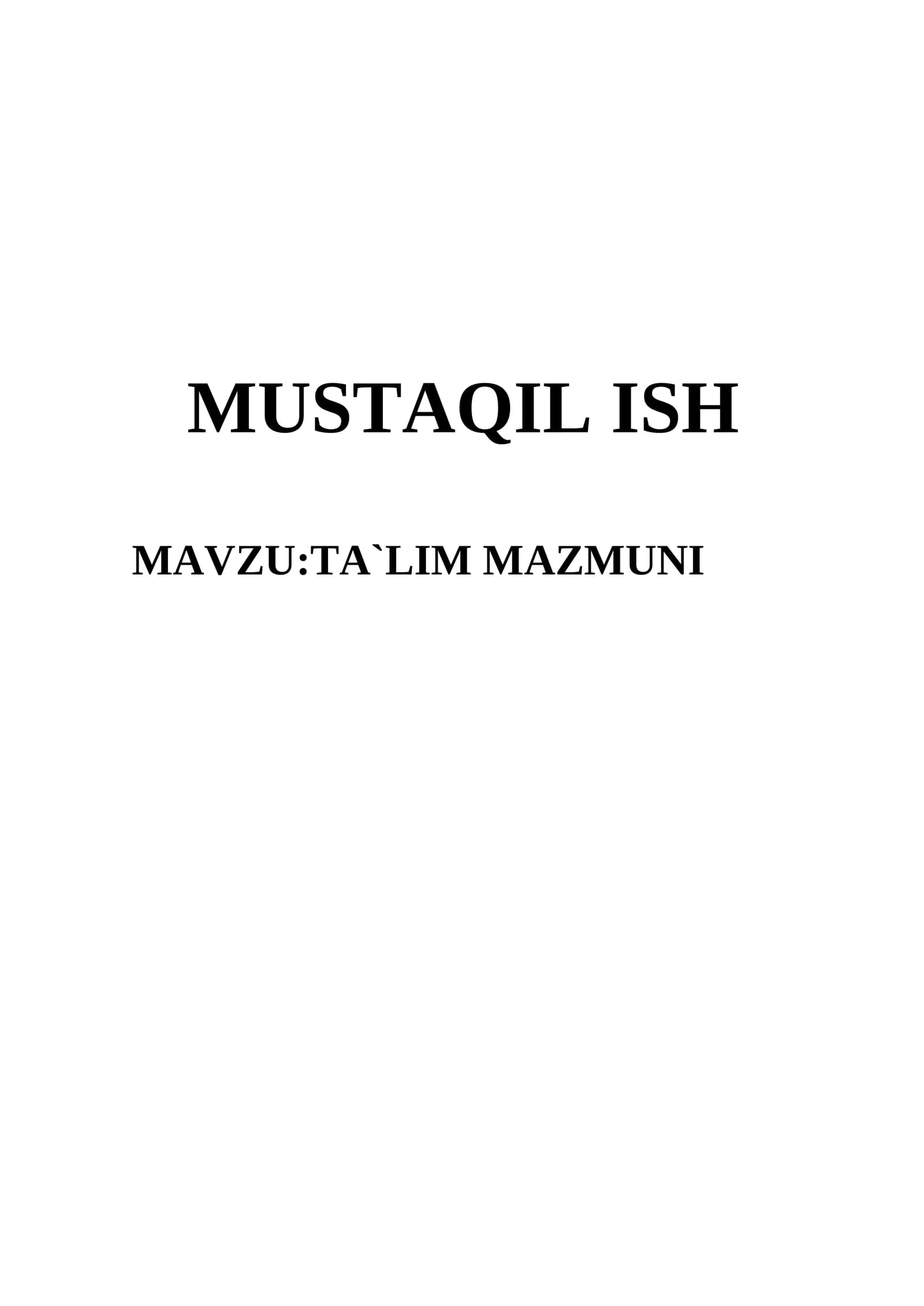 Ta`lim mazmuni