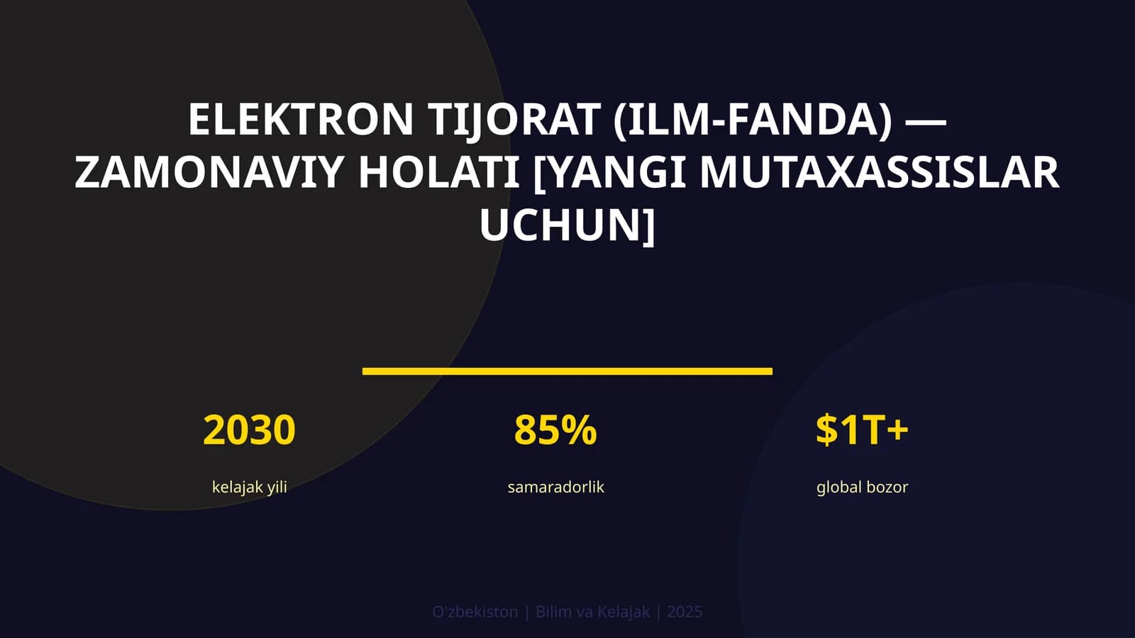 ELEKTRON TIJORAT (ILM-FANDA) — ZAMONAVIY HOLATI [YANGI MUTAXASSISLAR UCHUN]