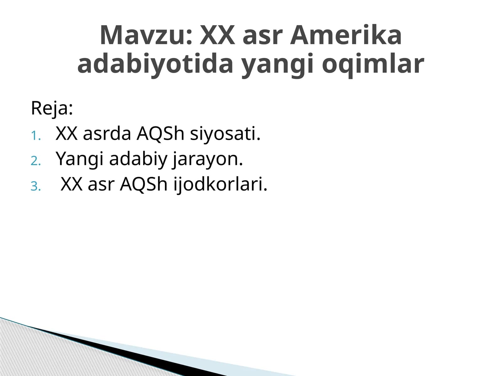 XXasr Amerika adabiyotida yangi oqimlar