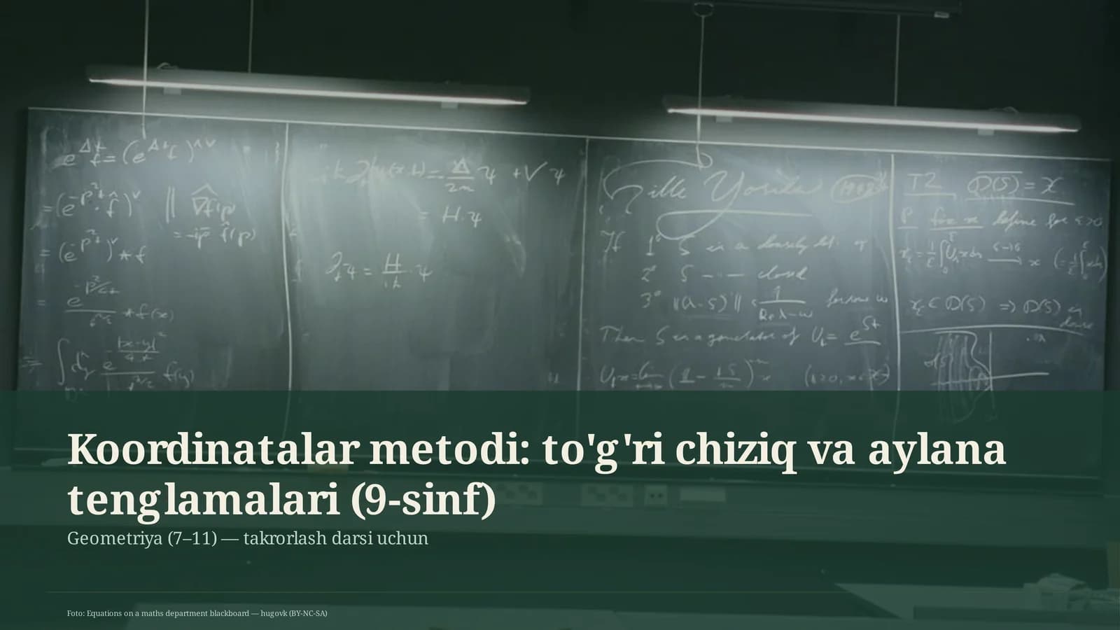 Koordinatalar metodi: to'g'ri chiziq va aylana tenglamalari (9-sinf)