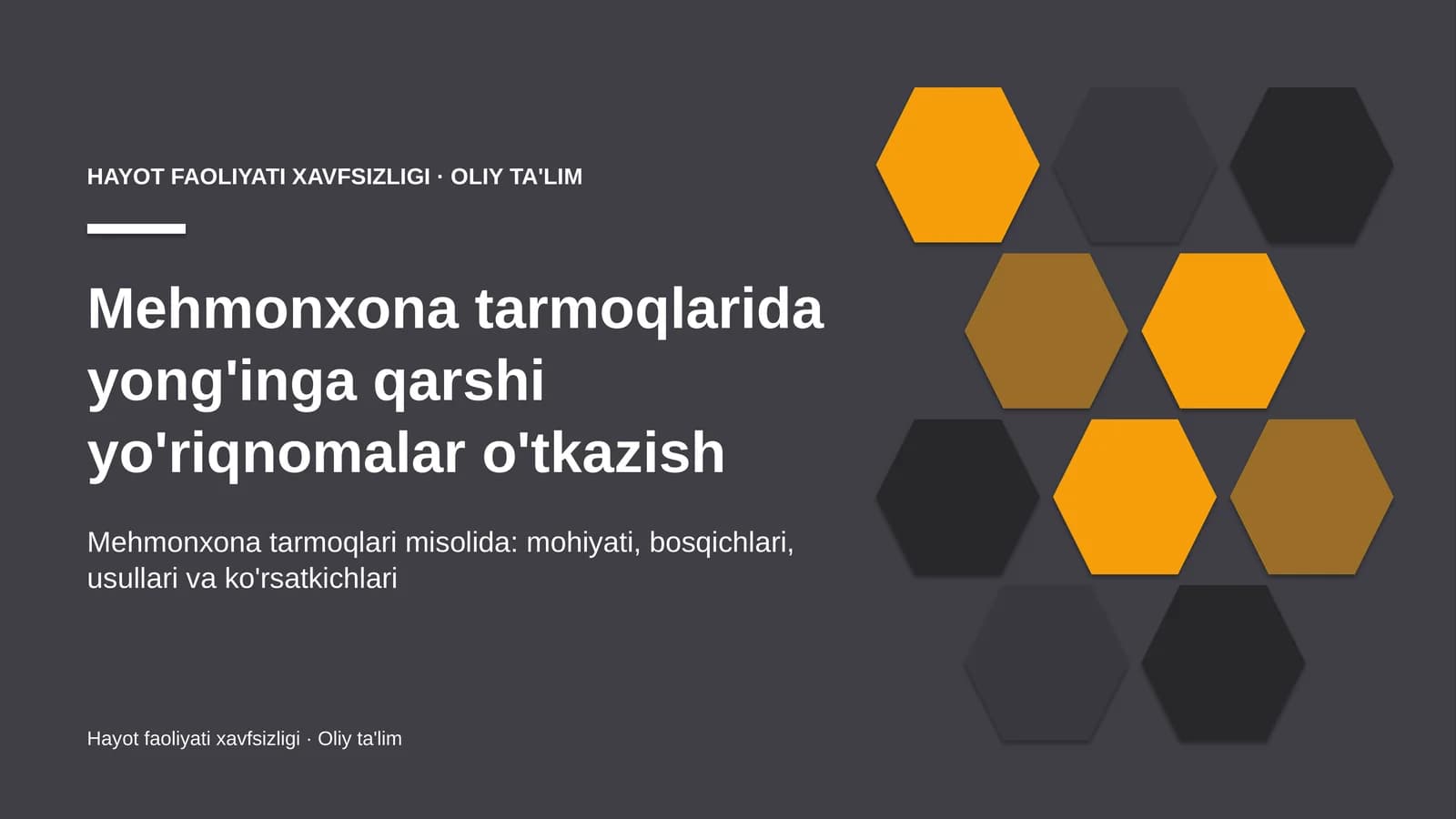 mehmonxona tarmoqlarida yong'inga qarshi yo'riqnomalar o'tkazish 7127