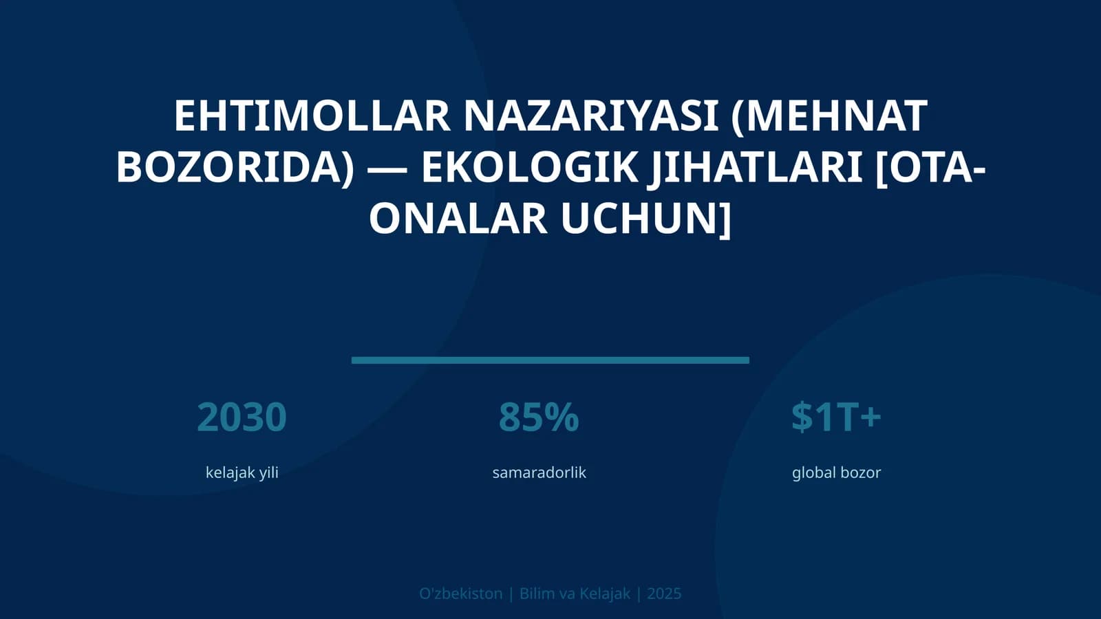 Ehtimollar nazariyasi (mehnat bozorida) — ekologik jihatlari [ota-onalar uchun]