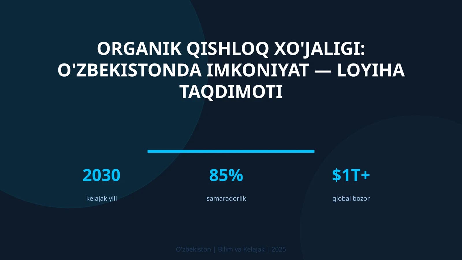 Organik qishloq xo'jaligi: O'zbekistonda imkoniyat — loyiha taqdimoti
