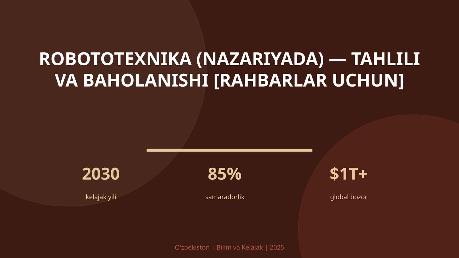 Robototexnika (nazariyada) — tahlili va baholanishi [rahbarlar uchun]