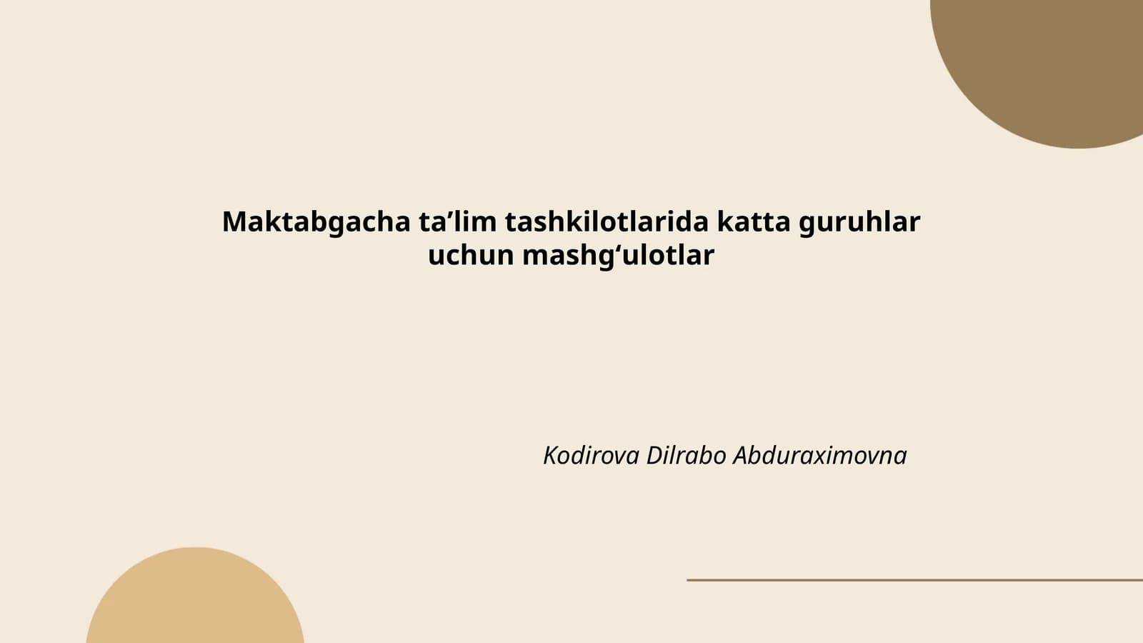 Maktabgacha taʼlim tashkilotlarida katta guruhlar uchun mashgʻulotlar