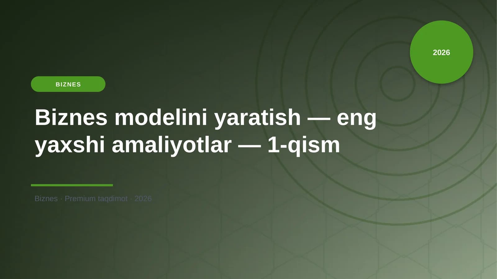 Biznes modelini yaratish — eng yaxshi amaliyotlar — 1-qism