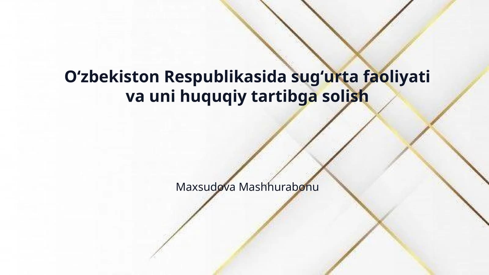 Oʻzbekiston Respublikasida sugʻurta faoliyati va uni huquqiy tartibga solish