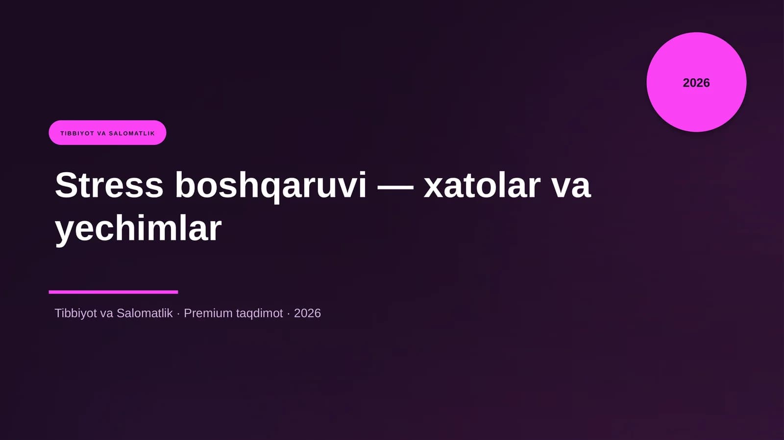 Stress boshqaruvi — xatolar va yechimlar