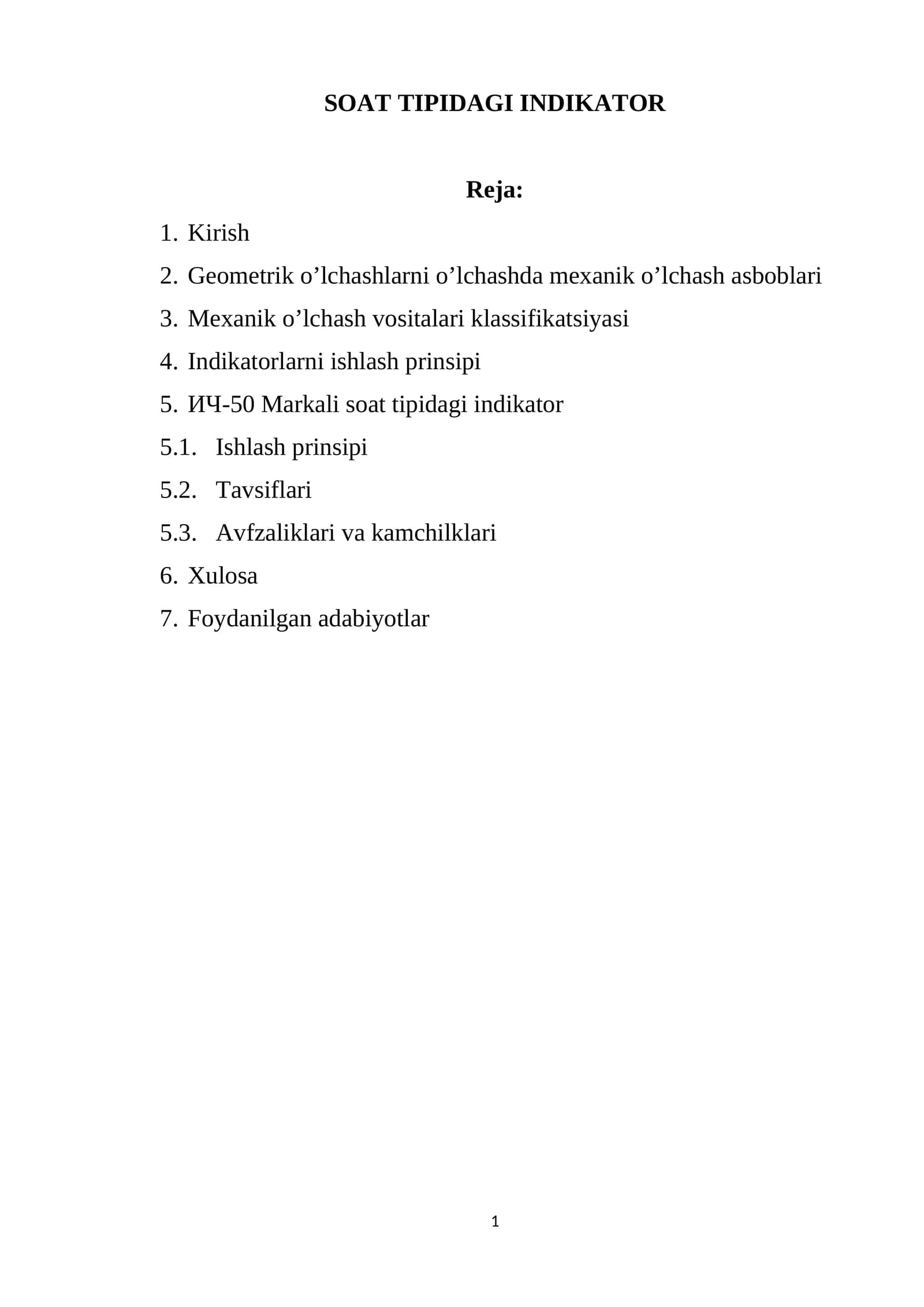Soat tipidagi indikator