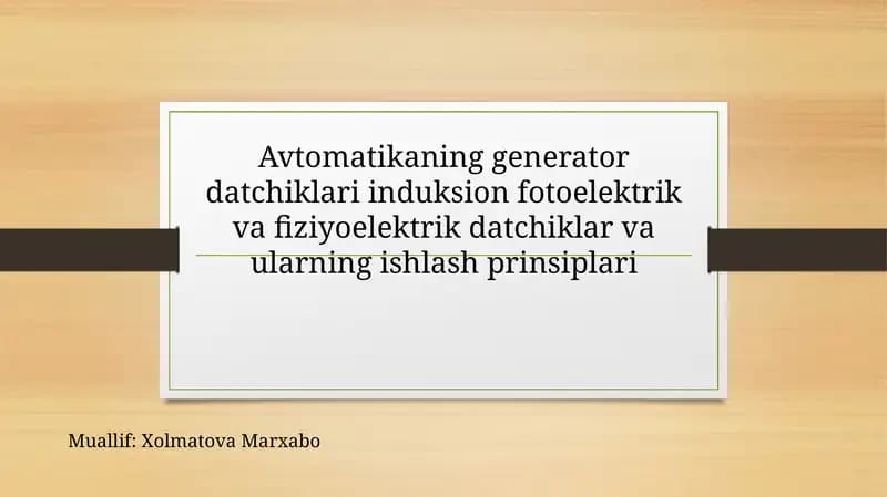 Aftomatikaning generator datchiklari