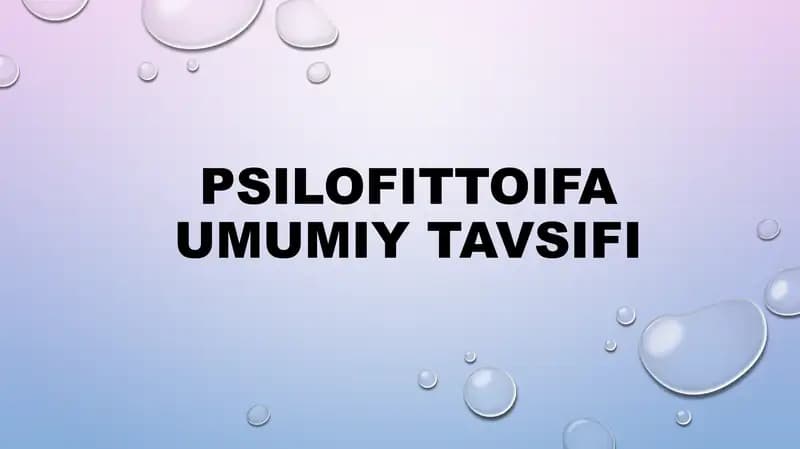 Psilofittoifa umumiy tavsifi