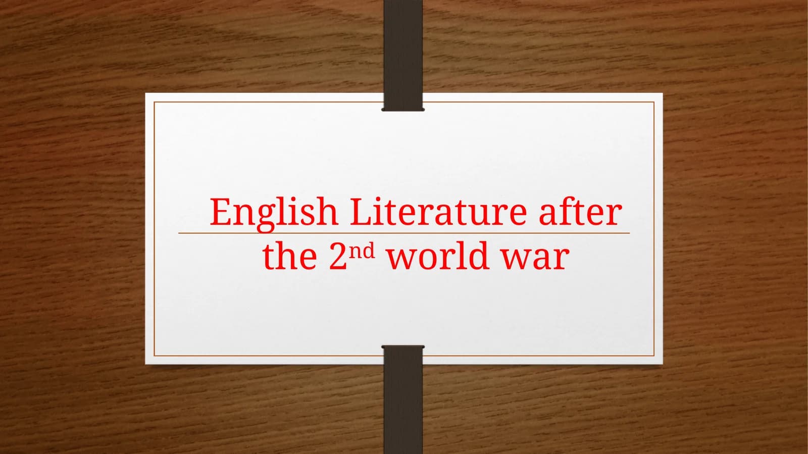 English Literature after the 2ndworld war