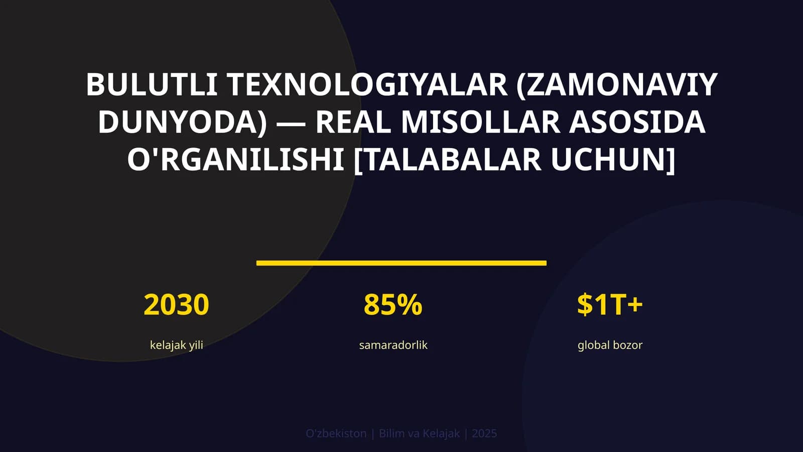 Bulutli texnologiyalar (zamonaviy dunyoda) — real misollar asosida o'rganilishi [talabalar uchun]
