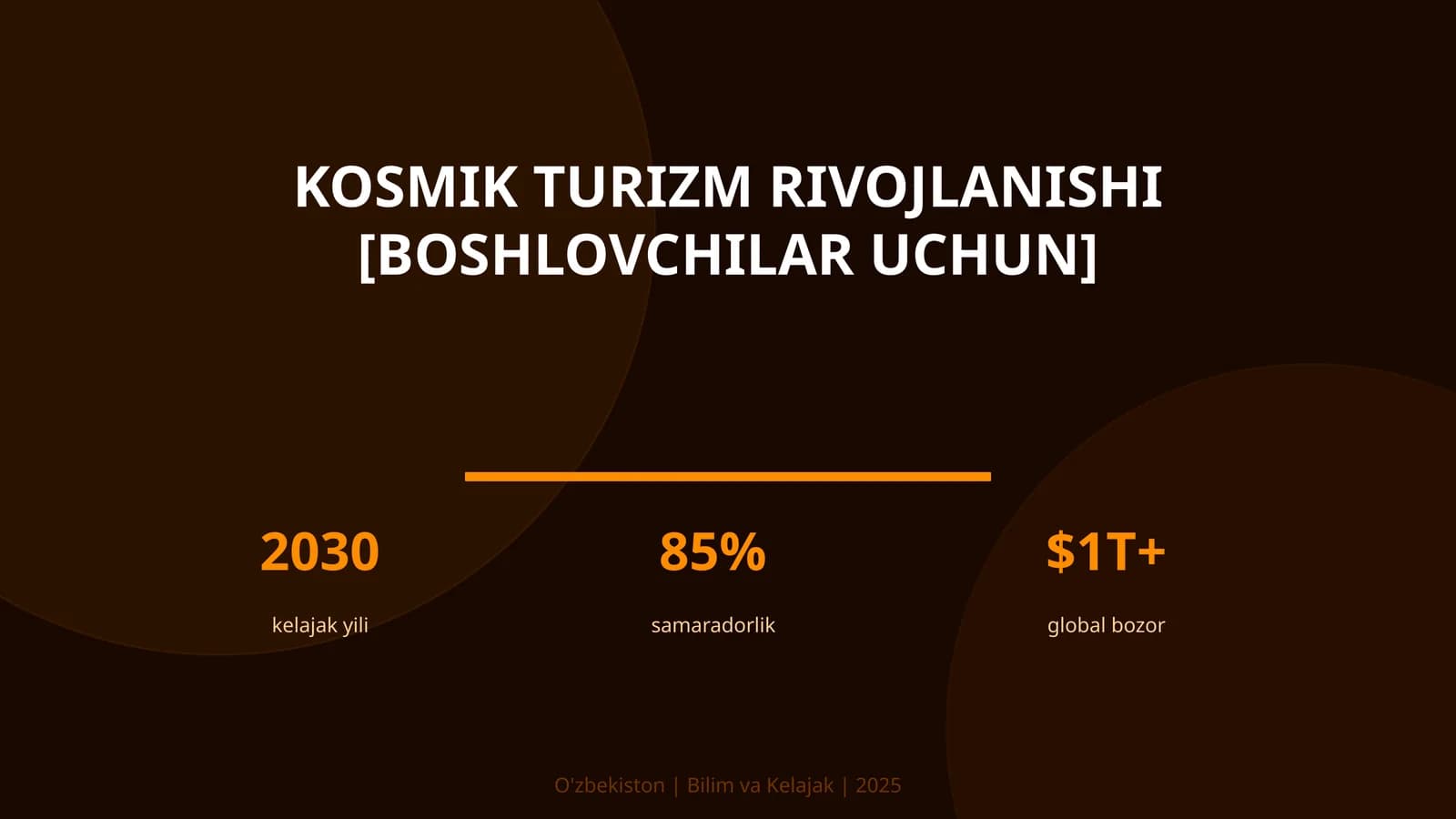 Kosmik turizm rivojlanishi [boshlovchilar uchun]