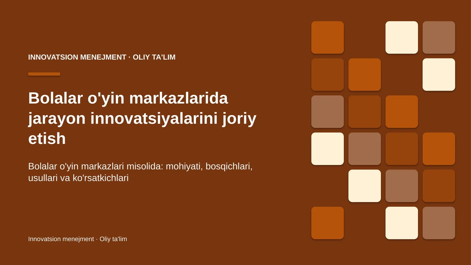 bolalar o'yin markazlarida jarayon innovatsiyalarini joriy etish 8382