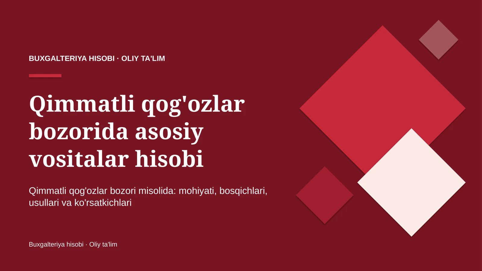 qimmatli qog'ozlar bozorida asosiy vositalar hisobi 4088