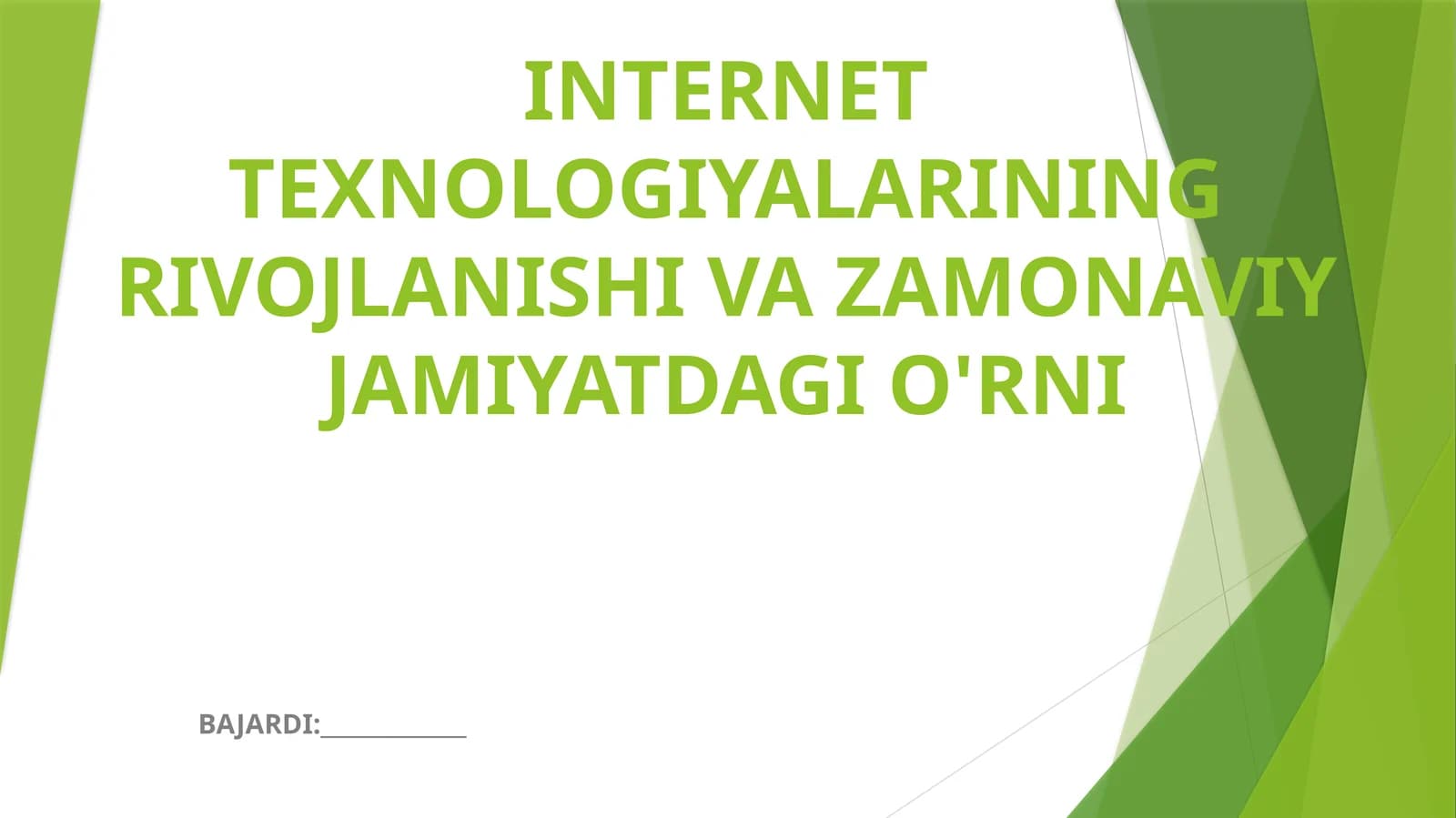 Internet texnologiyalarining rivojlanishi va zamonaviy jamiyatdagi o'rni