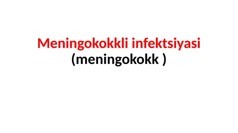 Meningokokkli infektsiyasi (meningokokk )