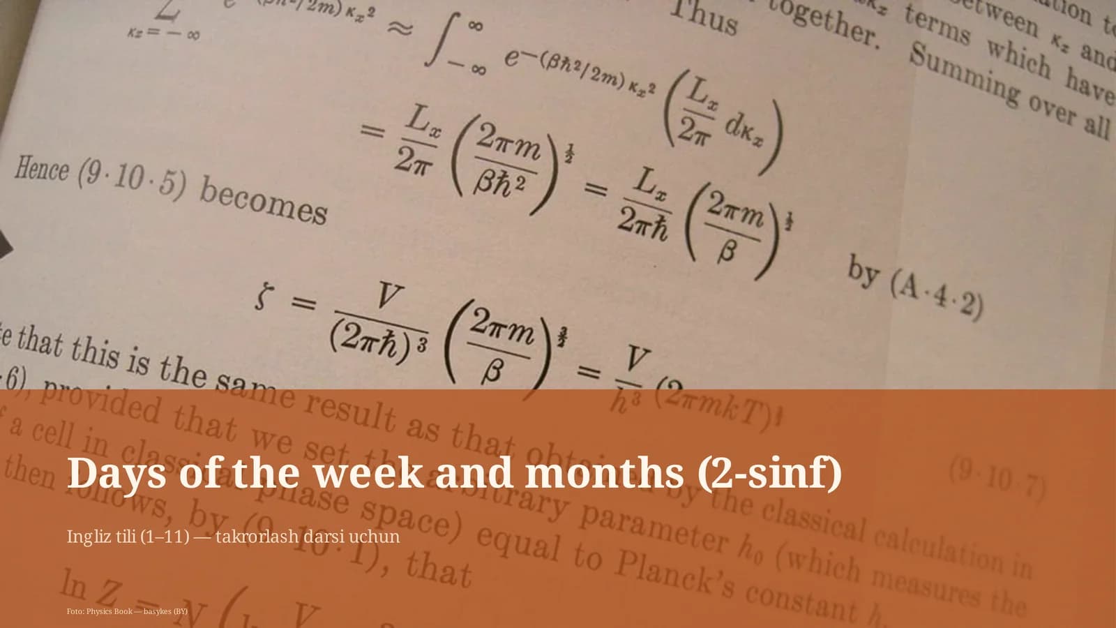 Days of the week and months (2-sinf)
