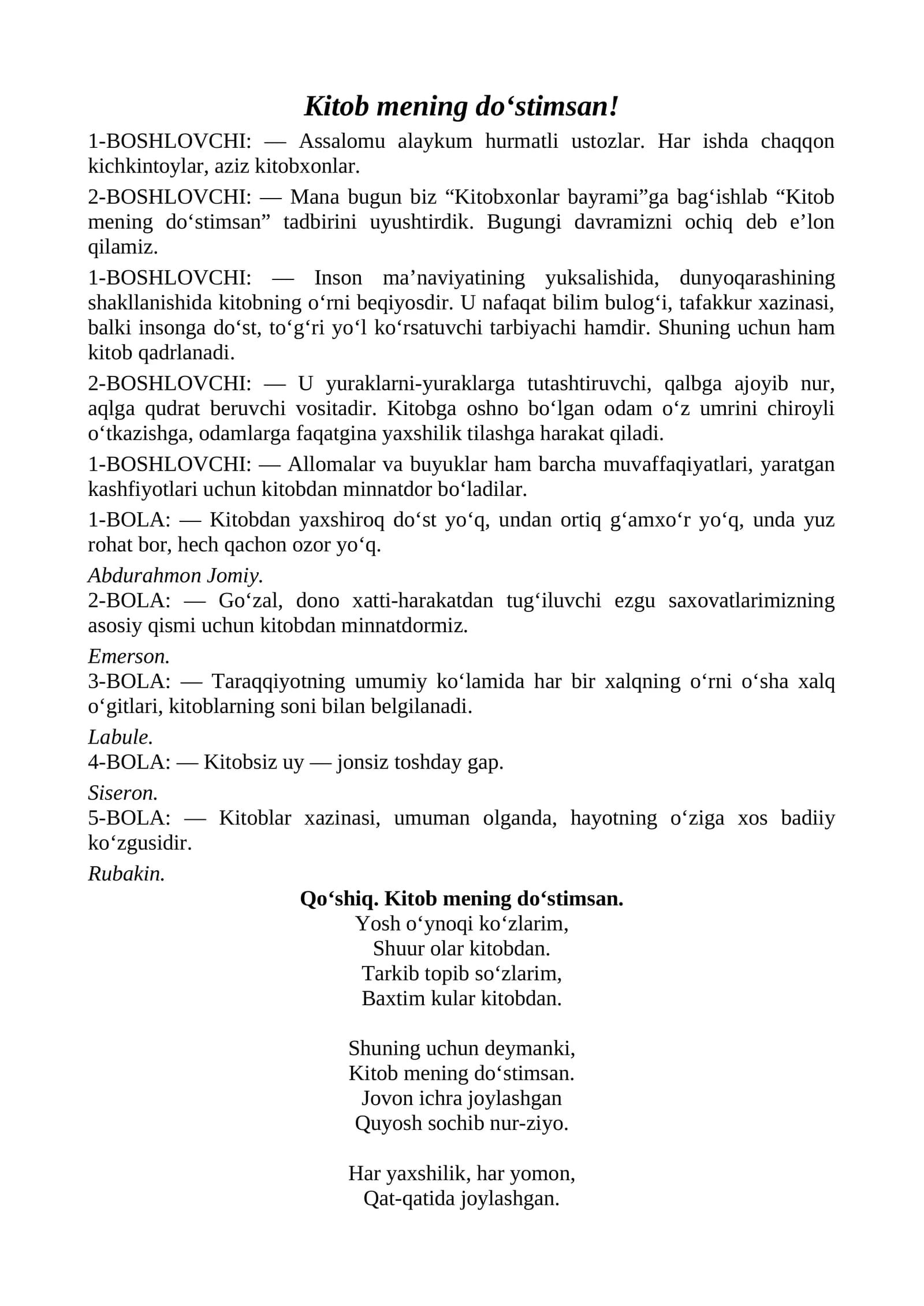 Kitob mening do‘stimsan