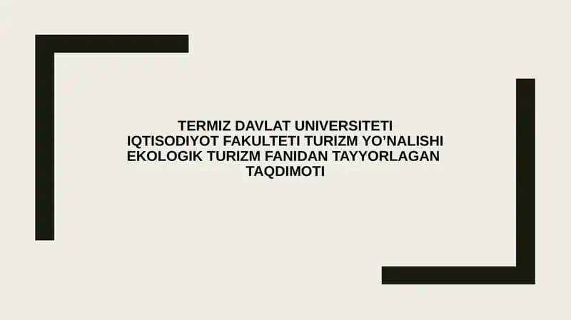 Markaziy Osiyo mamlakatlarida ekoturizm salohiyati
