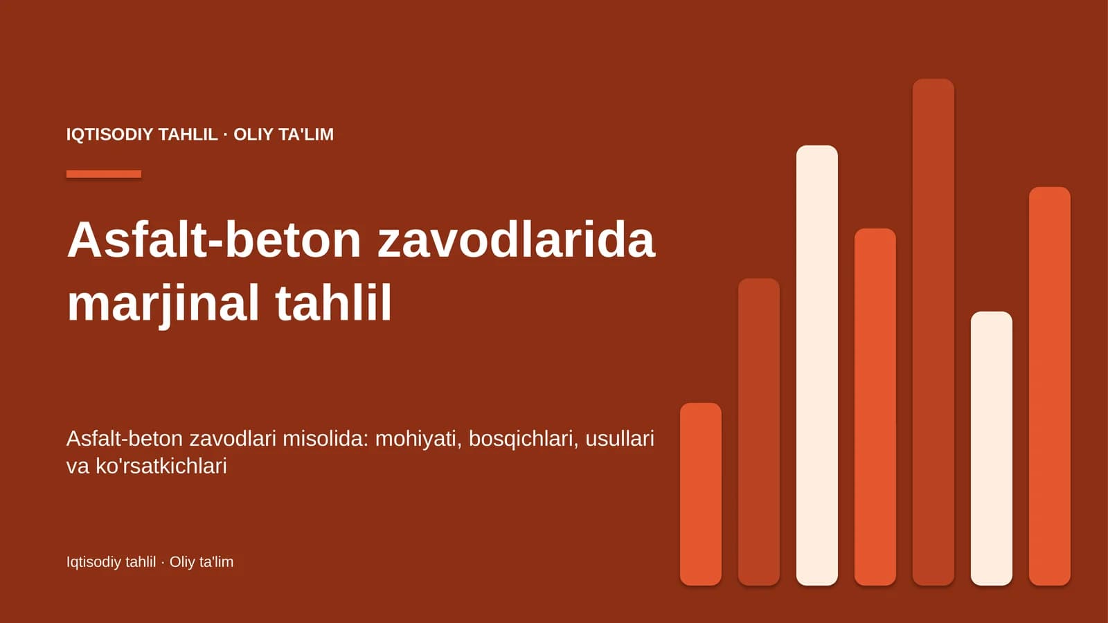 Asfalt-beton zavodlarida marjinal tahlil