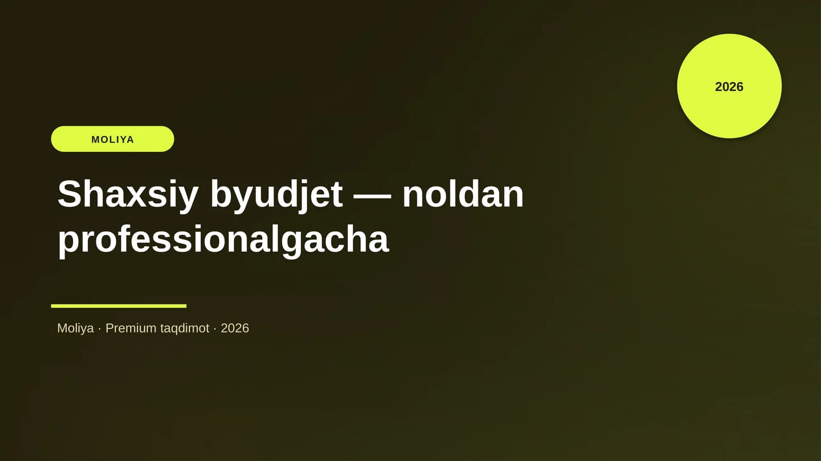 Shaxsiy byudjet — noldan professionalgacha