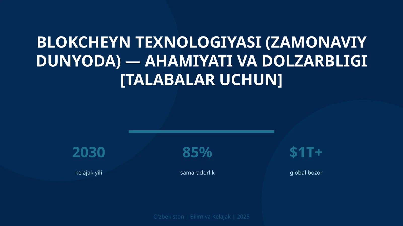 Blokcheyn texnologiyasi (zamonaviy dunyoda) — ahamiyati va dolzarbligi [talabalar uchun]