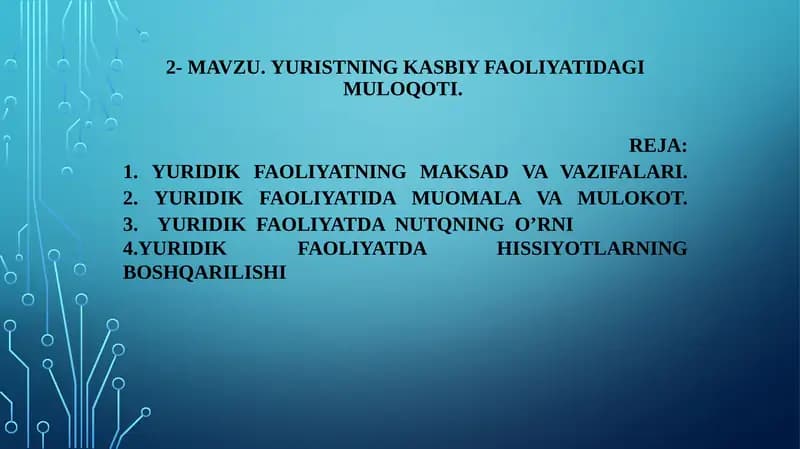 Yuridik faoliyatning muloqoti