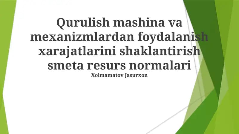 Resurs Normativlarini Hisoblash Metodlari va Algoritmlari