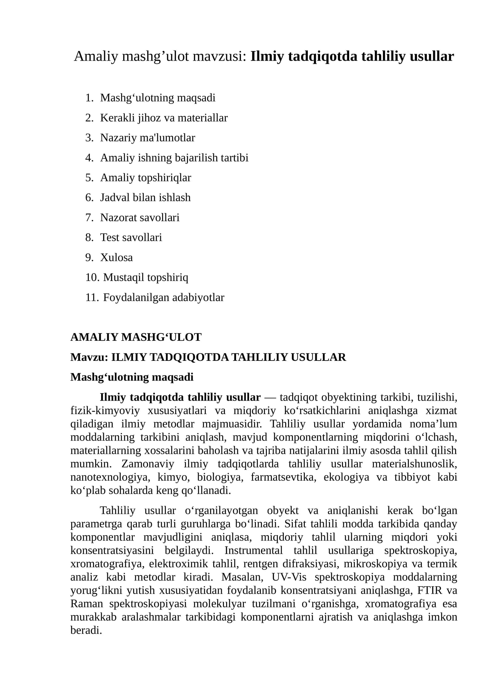 ILMIY TADQIQOTDA TAHLILIY USULLAR